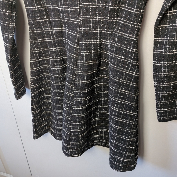 NWT Chechered Skater Dress Size Medium Black And White Heart Low Cut Stretch - Picture 5 of 13